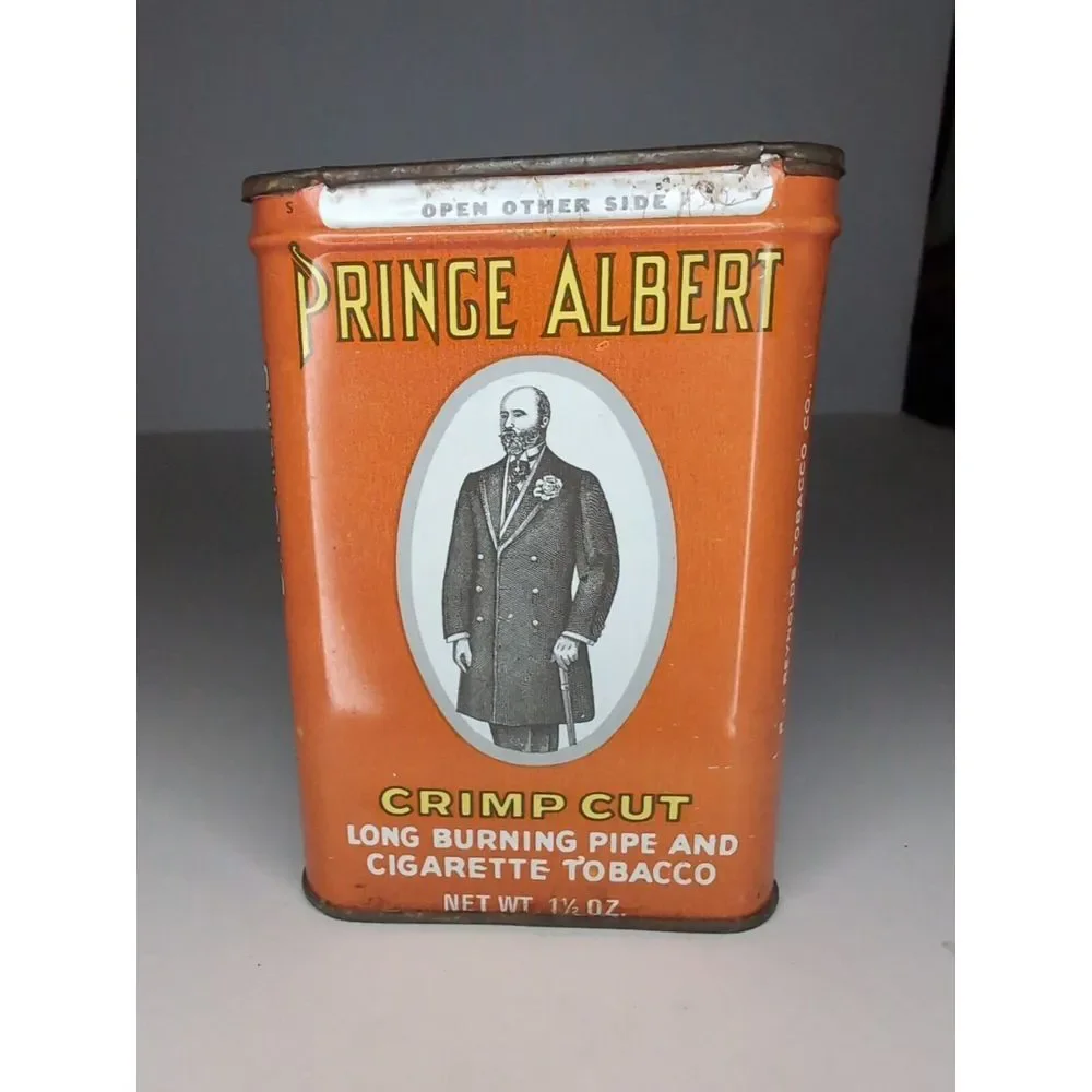 VINTAGE Prince Albert CRIMP CUT Long Burning Tobacco 1.5 Oz Tin Can  Empty‎